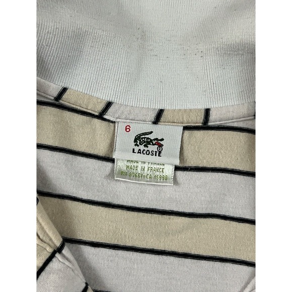 Lacoste‎ Men White Striped Short Sleeve Pullover Polo Sz 6 / XL - Picture 5 of 6